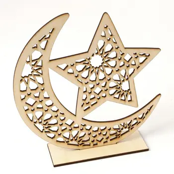 Lesene Eid Mubarak Muslimanskih Ramadana Luna Star Ploščo Obesek Dekoracijo Ornament DIY Doma Stranka Dobave LXAC