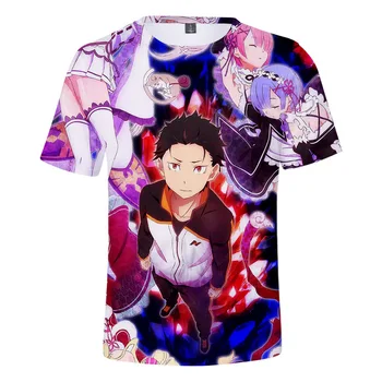 2021 Vroče Prodaje Anime Re:nič 3d printed majica s kratkimi rokavi Moški/ženske Modni Športna Majica Risanke Priljubljena Krog Vratu Ulične Vrhovi