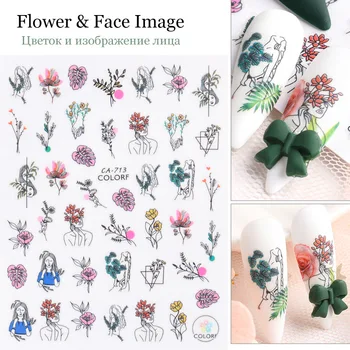 New manikura 3D samolepilne nalepke spomladi in poleti, naravno cvetje simulacije posušeno cvetje barvne nalepke za nohte