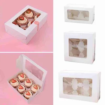 1box Kraft papir, Kraft Papir Cupcake Pakiranje Škatla Z Okna Kartonske Torto Muffin Piškotki bonboniera Poročno zabavo, Darilo za Rojstni dan