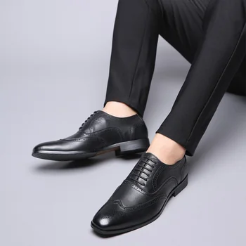 Čevlji Moški Obleko Čevlje zdrsne na Loafers Pravega Usnja brogue svate Priložnostne Fomal Poslovni Moderni Čevlji moški velika velikost 48