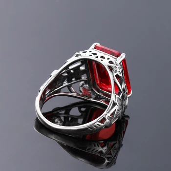 S925 Sterling Silver Obroči Ruby Cirkon Ženske Votlih Design Fine Nakit, Poročne Poroko Zaročni Prstan Opremo