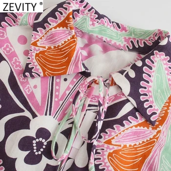 Zevity Nove Ženske Vintage Barve Ujemajo Totem Cvjetnim Tiskanja Priložnostne Kimono Rokavi Ženske Čipke Bluzo Roupas Elegantna Blusas Vrhovi LS9377