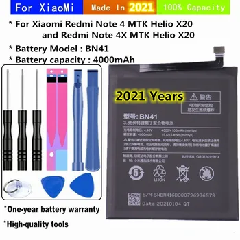 2021 Let BN41 4000 mAh Baterija Za Xiaomi Redmi Opomba 4 Hongmi Opomba 4 / Opomba 4X MTK Helio X20 Telefon Zamenjava Baterije Orodja