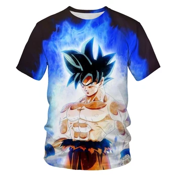 Japonski anime poletne 3D tiskanje Goku moške in ženske T-shirt ulica svoboden osebnost O-vratu, kratka sleeved prevelik T-shirt