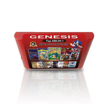 New Vroče 2G Igra Kartice 200 v 1 Za Sega Genesis MD Video Igra Konzola 100 Top GEN Igre + 100 Top Master Sistem Igre