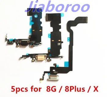 5pcs/veliko Polnjenje Vrata Flex Kabel za iPhone8 4.7 8Plus X USB Dock Priključek za Polnilnik Mikrofon rezervnih delov