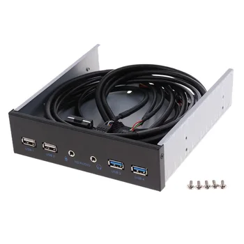 Dvojno USB 3.0 2.0 Port HUB HD Audio Kovinski Disketni Pogon Širitev Sprednji Plošči