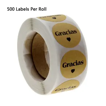 Novo 500pcs Kraft Gracias španski Hvala nalepke Nalepke Ročno Package Sredstev Pečat Oznaka Scrapbooking Tiskovine