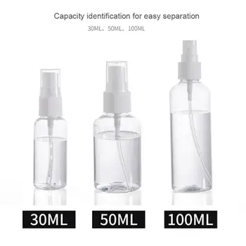3 Vrste 30 ml/50 ml/100 ml Prozorni Plastični Spray Steklenico Trajne ponovno napolniti Prazno Posodo Megle Črpalka tkalnico Potovanja