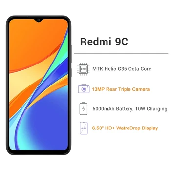 Globalna Različica Xiaomi Redmi 9C Mobilnega Telefona 9 C 64 GB ROM, 3GB RAM 13MP Fotoaparat MTK Helio G35 5000mAh Baterije Pametni telefon