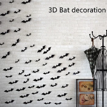 3D Bat Nalepke Halloween Party Supplies Scary Halloween Netopirji Rekviziti za Domačo Steno, Vrata, Okna, Okenske Nalepke Dekor