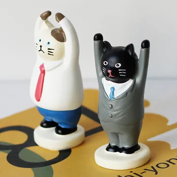 1PC Japonski Slog Risanke Mačka Miniaturne Figurice Mikro Krajine Okraski Pravljice Vrt Smolo Obrti Dobave Doma Dekoracijo