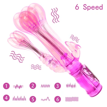 Dildo, Vibrator za Odrasle Izdelkov G-spot Massager Trojno Vibracije Rabbit Vibrator za Klitoris Vagine Stimulator Spolnih Igrač za Ženske