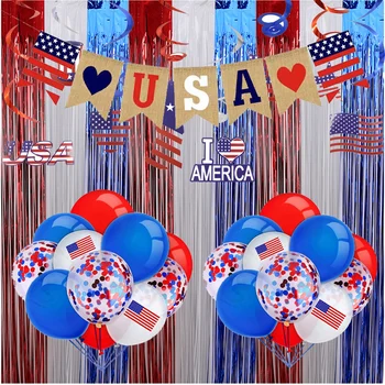 Ameriški Dan Neodvisnosti, Dekoracijo, Rdeča, Bela, Modra, Zvezde In Črte Banner Folija Balon Ozadje Dekoracijo AMERIŠKI Državni Dan