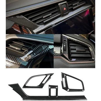 3X Ogljikovih Vlaken nadzorna plošča AC Zraka Vent Vtičnico Kritje za Honda Civic Sedan 2016-2020