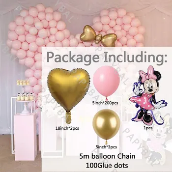 208pcs Disney Minnie Miško Arch Garland Kompleti Baloni Set Za Rojstni dan, Poroko Roza Baby Tuš Obletnico DIY Globos Otroci Darilo