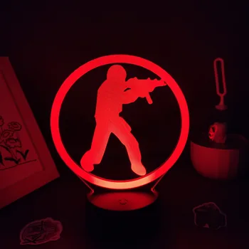 CS POJDI Counter-Strike Igra LOGOTIP Znamke 3D Svetilke Led Neon RGB Nočne Luči Rojstni dan Darila Soba nočno omarico Barvita Dekoracija