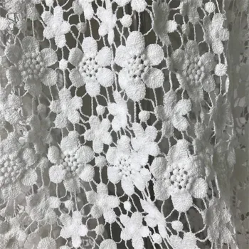Retro Kvačkanje izdolbla tkanine off bele bombažne tkanine guipure čipko tkanine za stranko obleko doma dekor