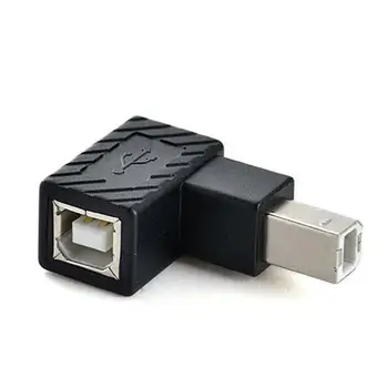 Najnovejši USB 2.0 Tip B, Tiskanje Vratih 90 Stopinj Pretvornik Moški, Black Jack Adapter za optični bralnik Kota Jack Pravico, da Ženska Extender Pr L8D6