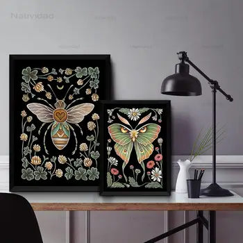 Honey Bee Umetnosti Tiskanja Luna Vešča Umetniške Grafike Domače Živali Art Dekor Hd Kakovosti Risanka Slikarstvo Živali, Plakati, Platna Slikarstvo