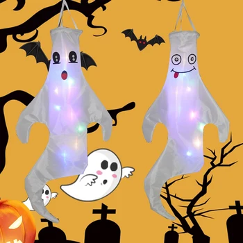 Halloween Duha Windsock LED Luči Visi Sablastan Ghost Zastavo za vsako. Rekviziti Okraski Veter Darkice