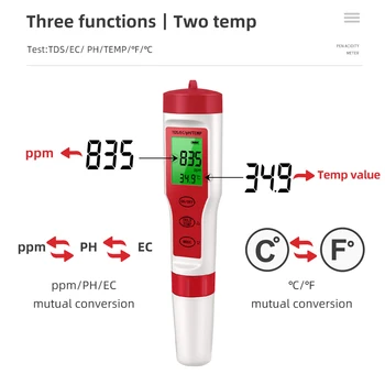 4 v 1 PH ES TDS Temperature Merilnik Digitalni Tester Kakovost Vode Strokovne PH Monitor za Bazen Akvarijih Pitne Vode