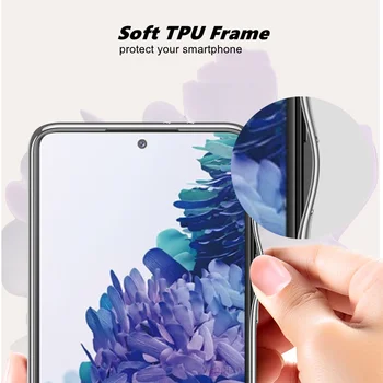 Kaljeno Steklo Ohišje Za Samsung Galaxy S21 Plus Primeru Luksuznih Prevleka Soft TPU Odbijača Pokrovček Za Samsung Galaxy S21 Ultra 5G