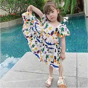 Otroci Princesa Obleke Za Dekle Poletje Sadje Živali Tiskanja Backless Obleko 3-7Y Dekleta Priložnostne Kostum vestidos korejski Otroška Oblačila