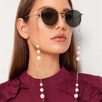 1PC Mode White Pearl Beaded Sunglass Obravnavi Očala Očala Verige Kabel Imetnik Vrv Za Moške, Ženske, Nove Vroče Prodajo Bele