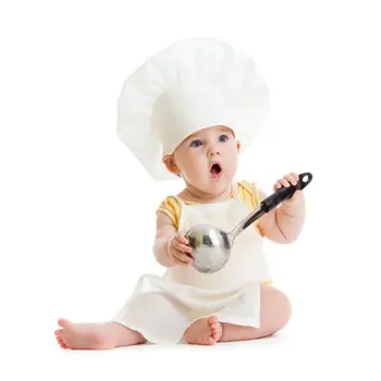 Baby Predpasnik+Pokrivalo za Malčke Otrok Bela kuhar kuhar Kostum otrok fotografijo Fotografija Rekviziti Malčka pinafore 2pcs