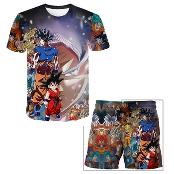 Fantje Vegeta T-majica in Hlače Določa Zmaj Žogo T-shirt Japonski Anime Obleko Hlače Modne Novosti