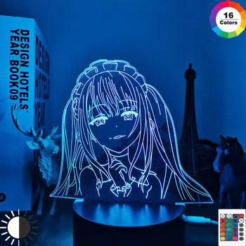 Anime 3d Lučka Datum Živo Kurumi Tokisaki LED Nočna Lučka za Soba Dekor Nočna Darilo za Rojstni dan Manga Datum Živo Neon Luči
