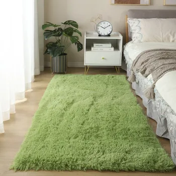 Nordijska puhasto preprogo odeje za spalnica/dnevna soba pravokotnik plišastih anti-slip mehka Talna Obloga ,zelene barve za poletje