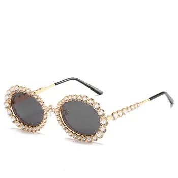 2021 Moda Pisane Diamond sončna Očala Ženske, ovalni Okvir Luksuzni Kristalno sončna Očala Za Žensko Nosorogovo Očala UV400