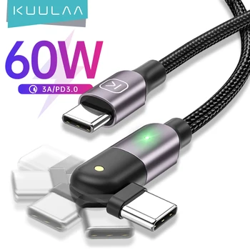 KUULAA Vrtenje USB C do USB Tip C Kabel PD 60 W Hitri Kabel za Polnjenje Podatkov Polnilnik, Kabel USB-C Žice za Samsung Xiaomi Oneplus