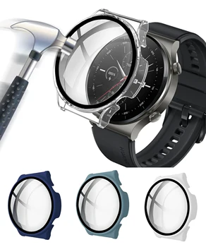 Težko Edge Full Screen Stekla Zaščitnik Primeru Lupini Okvir Za Huawei GT 2 Pro Watch/GT2 Pro Smartwatch Odbijača Zaščitna Pokrova