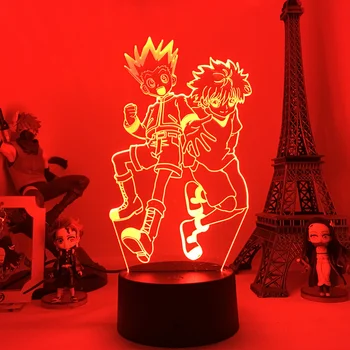 Anime Gon in Killua Slika 3d Noč Svetlobe Tabela Nočna Lučka za Otrok Spalnica Dekor Razsvetljavo Otrok Valentinovo Darilo Srčkan