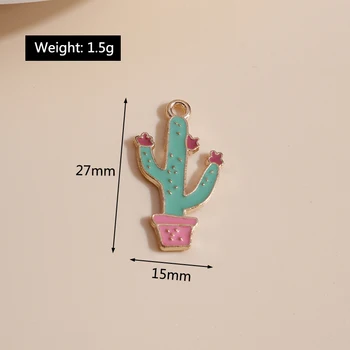10pcs/veliko 15*27 mm Srčkan Emajl Kaktus čarobne gumbe za Nakit, Izdelava DIY Puščavske Rastline Čare Ogrlice Obeski, Zapestnice Dodatki