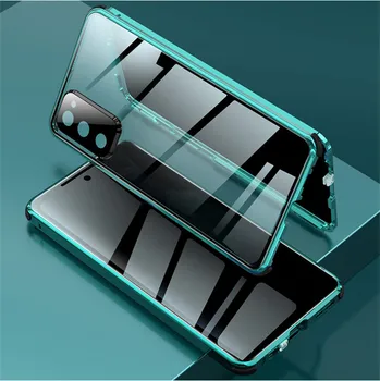Nova Anti Peeping Magnetno Ohišje za Samsung Galaxy S20 S21 Opomba 20 Ultra S20 FE S20+ Telefon Primerih Celoten steklen Pokrov Metal Funda