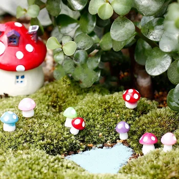 10PCS Mini Mushroom Vrt Ornament Smolo Obrti Okraski Gobe Terarija Figurice Pravljice Vrt Miniature Dekoracijo