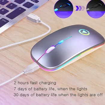 A2 Brezžično Miško Bluetooth RGB Polnilna Prenosni Računalnik Tiho Miši Ergonomska LED USB optični Osvetljen Mause Za prenosni RAČUNALNIK