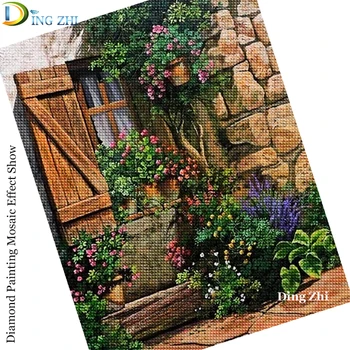 Celotno Vaja 5D Diamond Slikarstvo Letnik Država, Pokrajina Cvetje Plakat DIY Navzkrižno Šiv Vezenje Mozaik Home Art Okras