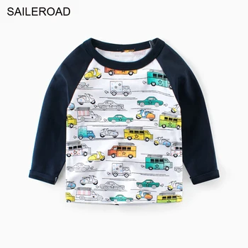 SAILEROAD Prevoz Otrok, Otroci Fant je Dolgo Oplaščeni Avtomobilov, T-Majice Novo Pomlad Otroka, Dojenčka Vrhovi Tees Majica Dekle Oblačila
