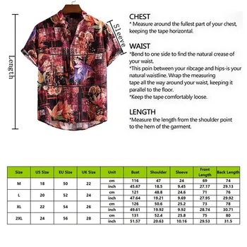 2021 Nov Prihod Moških Srajc, Moških Hawaiian Camicias Priložnostne En Gumb Divje Tiskane Majice Kratek rokav Vrhovi Bluze