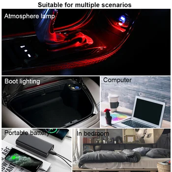 7 Barv RGB Avtomatsko Avto LED USB Okoljske Svetlobe Razpoloženje Notranjost Svetilke Plug/Predvajaj Izrednih Žarnice Mini Auto Dodatki za Dekoracijo