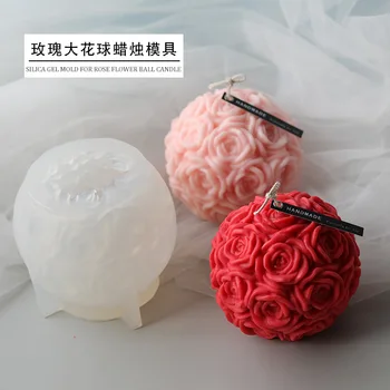 9 cm Velik obseg Rose Cvet Silikonski Sveča Plesni DIY Žogo Rose Sveča Plesni Aromo Mavčni Kalup DIY Darila Dom Dekoracija