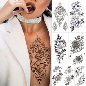 Prenosljive Nepremočljiva Začasno Rokav Tatooo Nalepke Orhideja Jasmine Flower Nakit Roko Tatoo Body Art Ponaredek Tattoo Moški Ženske