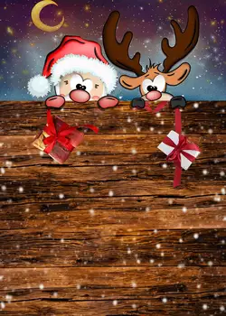 Capisco fotografija kulise Vesel Božič Risanka Santa Claus Elk darilo Leseno Desko Vinil Foto Ozadje Studio Prop