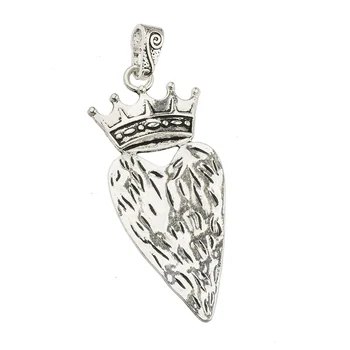 Obeski za moške, ženske diy ogrlice vrv veliko srce krono srebrno modni retro nakit komponente vzmetenja dobavitelj 92mm 2pcs